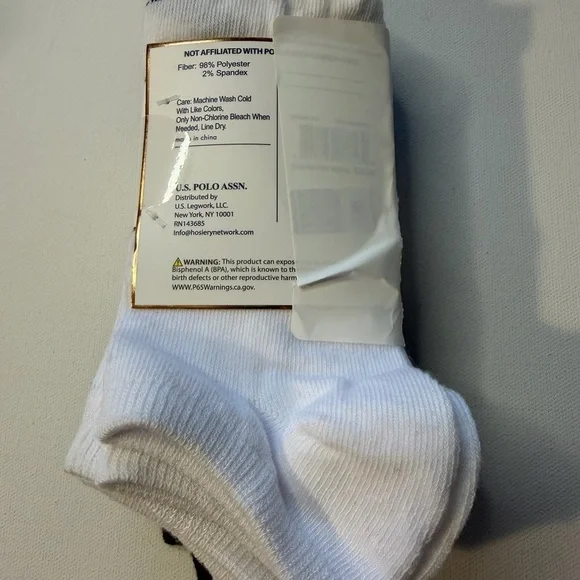 New U.S. Polo Assn. Black Low Cut Socks for Women Size 4-10 (5black,5white) (E2) - Picture 4 of 5